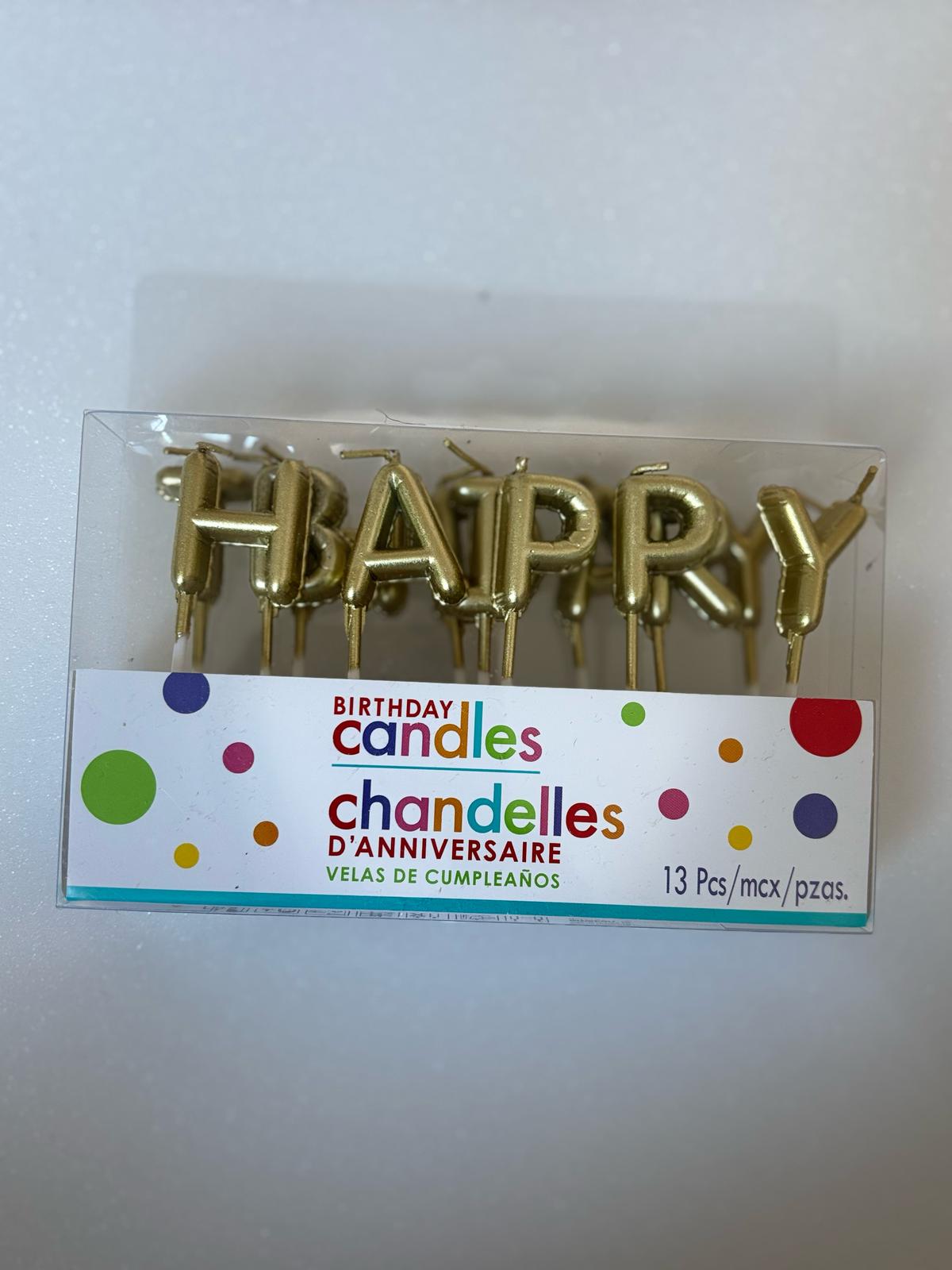 9 year old Birthday Candles Part Set, Pastel Spiral Candles, Gold HAPPY Letters, Glitter Hearts, 48-Piece Celebration Bundle